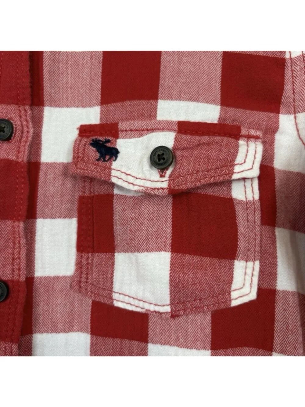 Abercrombie Red Check Button Front Long Sleeve Shirt
